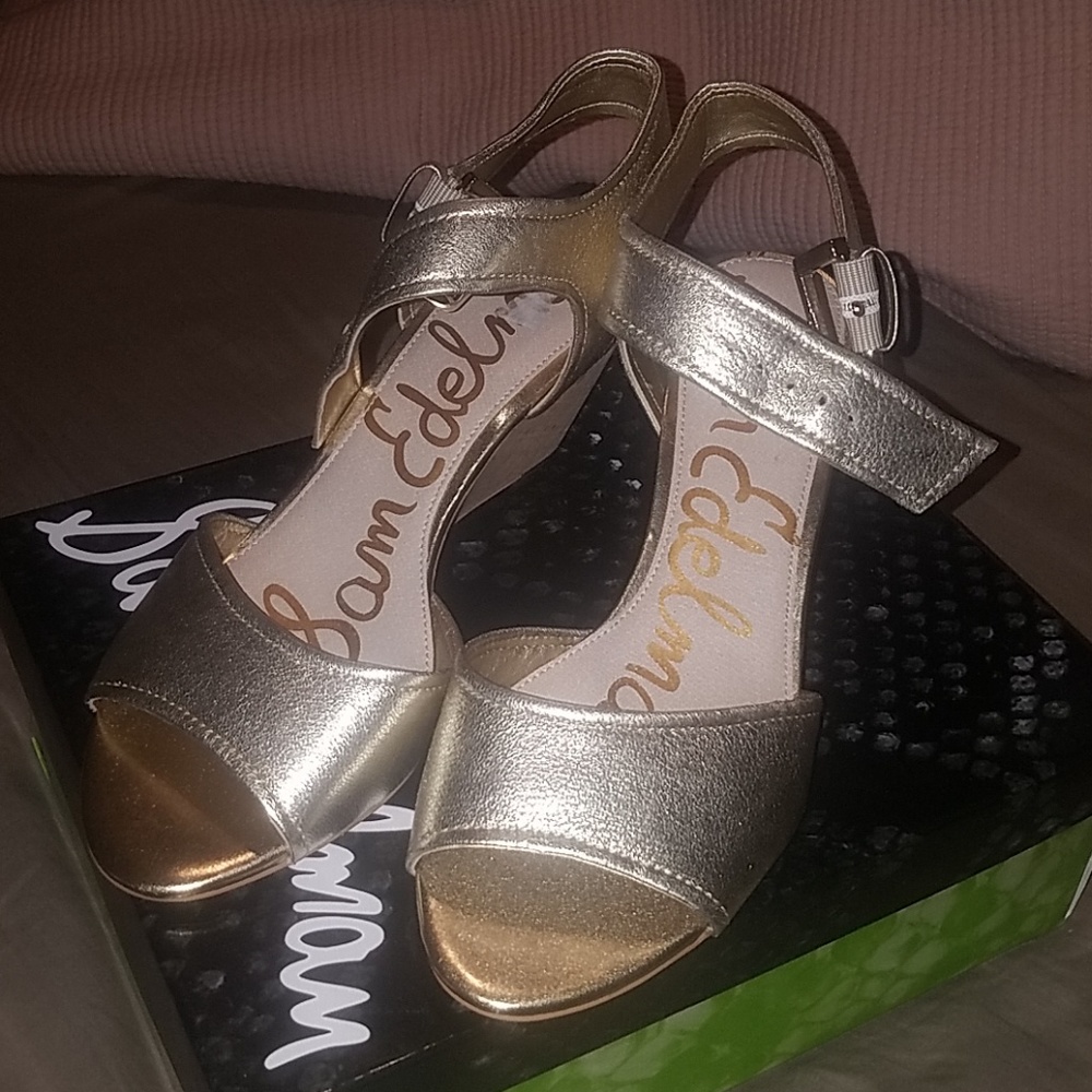 Sam Edelman Gold Shirley, Jute small wedge sandals